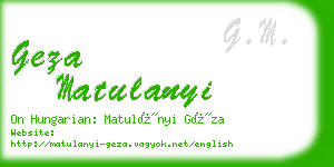 geza matulanyi business card